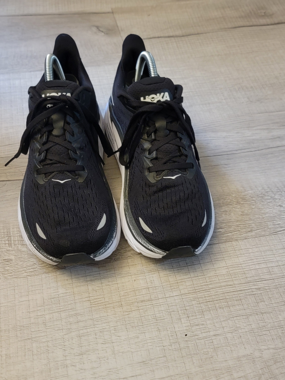 Hoka Women   Black and White Athletic Running Shoes